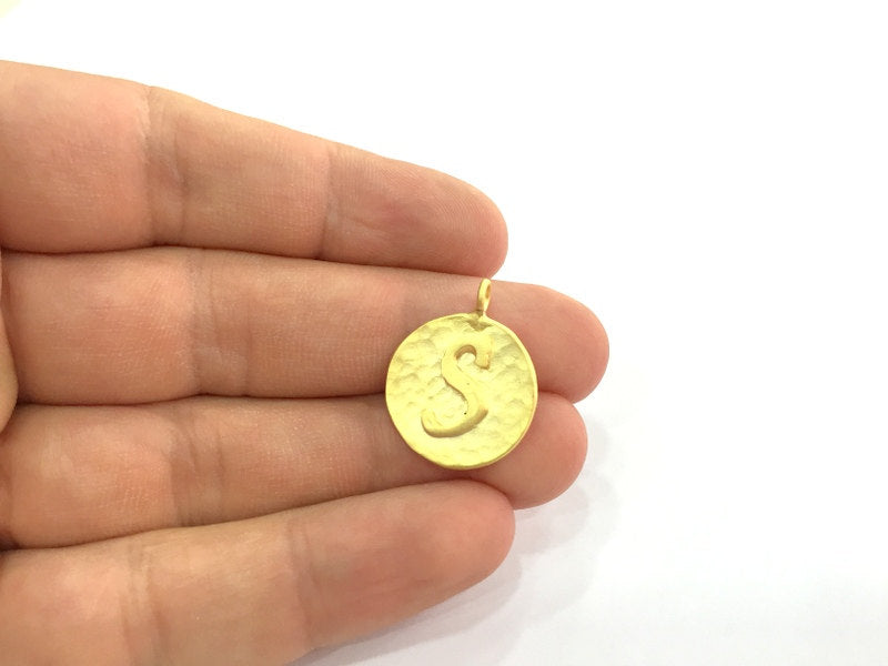 Letter S Charm 20mm , Gold Plated Brass G4848