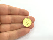 Letter S Charm 20mm , Gold Plated Brass G4848