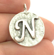 20mm N Charm , Antique Silver  Plated Brass G4852