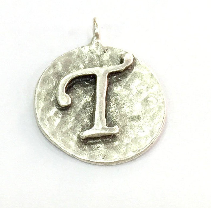 20mm T Charm , Antique Silver  Plated Brass G4854