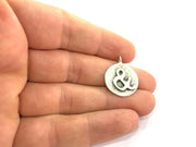 20mm & Charm , Antique Silver  Plated Brass G4859