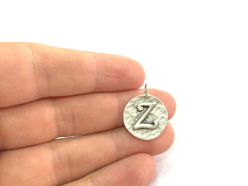 Letter Z Charm 20mm Antique Silver  Plated Brass G4861