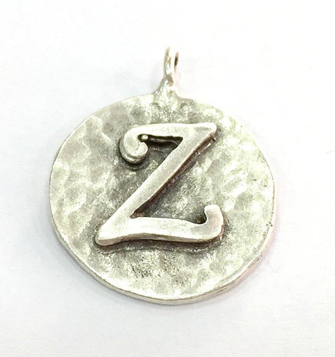 Letter Z Charm 20mm Antique Silver  Plated Brass G4861