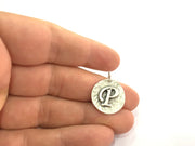 20mm P Charm , Antique Silver  Plated Brass G4864