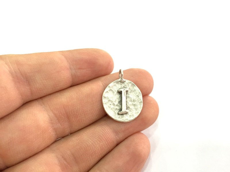 20mm I Charm , Antique Silver  Plated Brass G4867