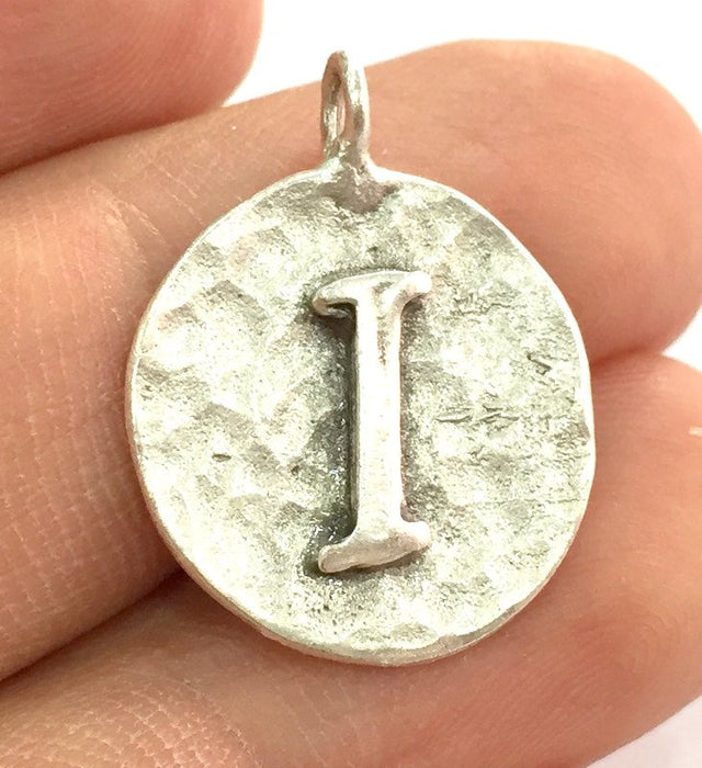 20mm I Charm , Antique Silver  Plated Brass G4867