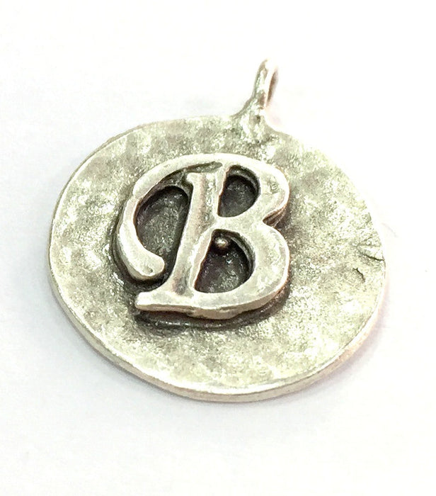 20mm B Charm , Antique Silver  Plated Brass G4868