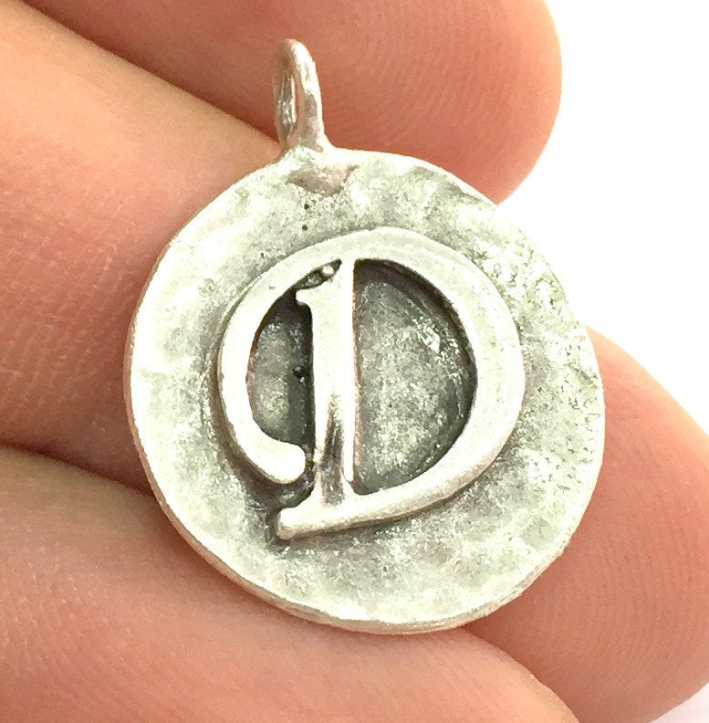 20mm D Charm , Antique Silver  Plated Brass G4869