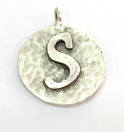20mm S Charm , Antique Silver  Plated Brass G4870