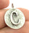 20mm C Charm , Antique Silver  Plated Brass G4872