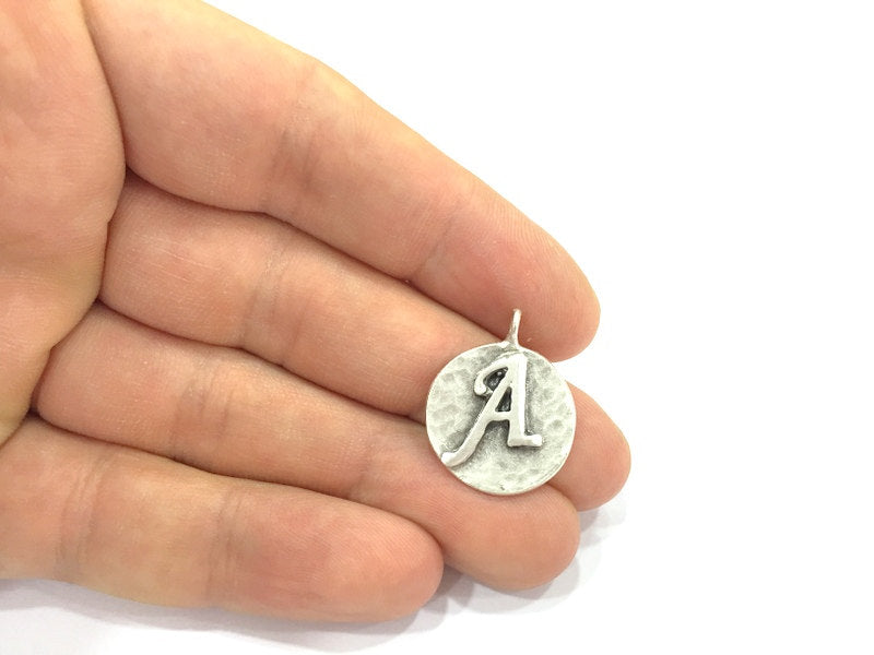 20mm A Charm , Antique Silver  Plated Brass G4875