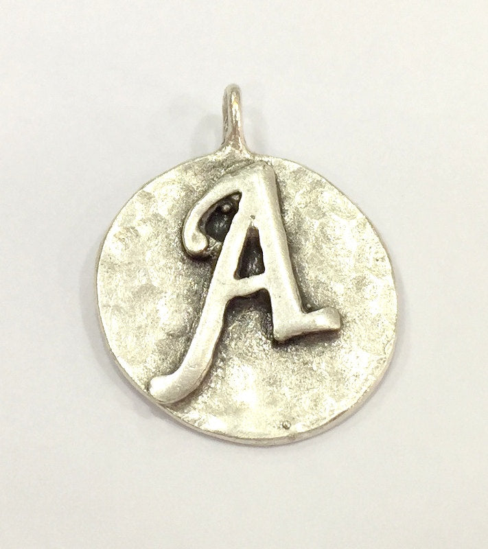 20mm A Charm , Antique Silver  Plated Brass G4875