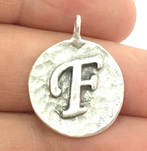 20mm F Charm , Antique Silver  Plated Brass G4876