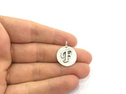 20mm F Charm , Antique Silver  Plated Brass G4876