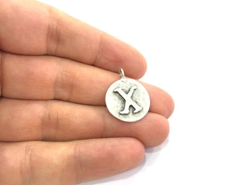 20mm X Charm , Antique Silver  Plated Brass G4877