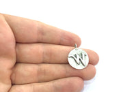 20mm W Charm , Antique Silver  Plated Brass G4879