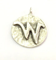 20mm W Charm , Antique Silver  Plated Brass G4879