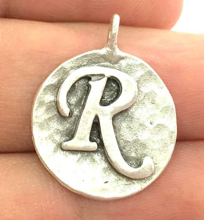 20mm R Charm , Antique Silver  Plated Brass G4881