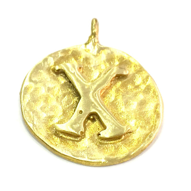 20mm Raw Brass X Charm  G4884