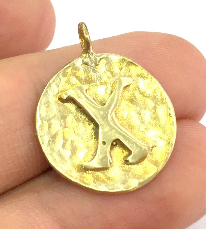 20mm Raw Brass X Charm  G4884