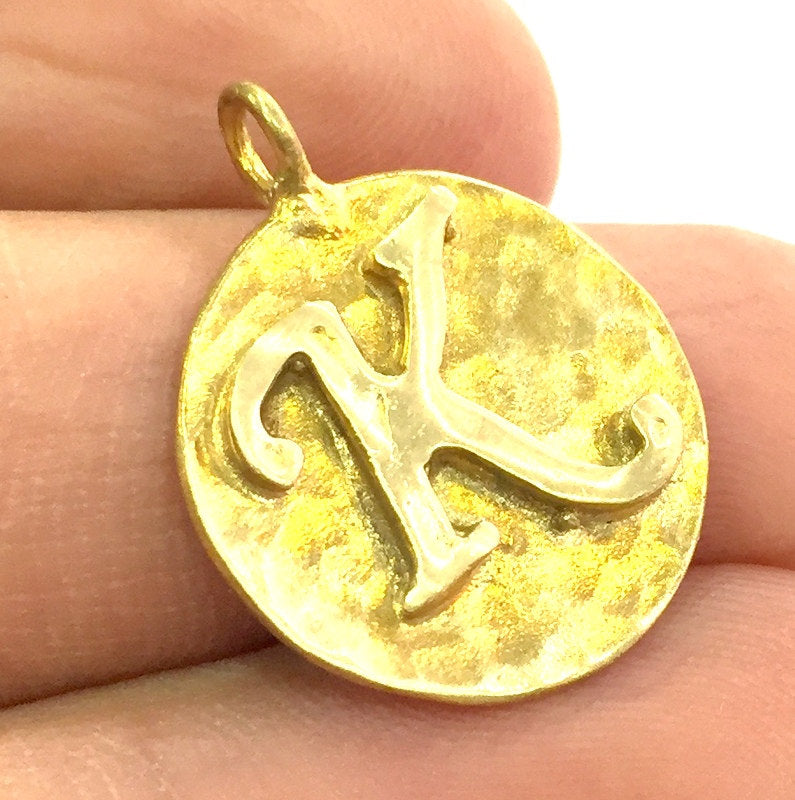 20mm Raw Brass K Charm  G4885