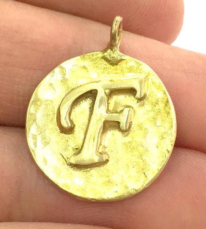 20mm Raw Brass F Charm  G4886