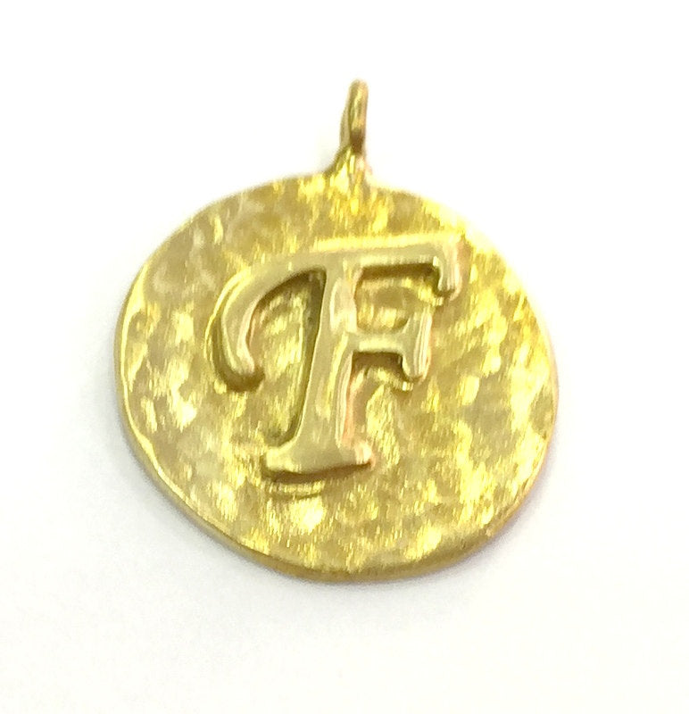 20mm Raw Brass F Charm  G4886