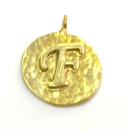 20mm Raw Brass F Charm  G4886