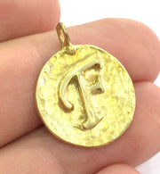 20mm Raw Brass F Charm  G4886
