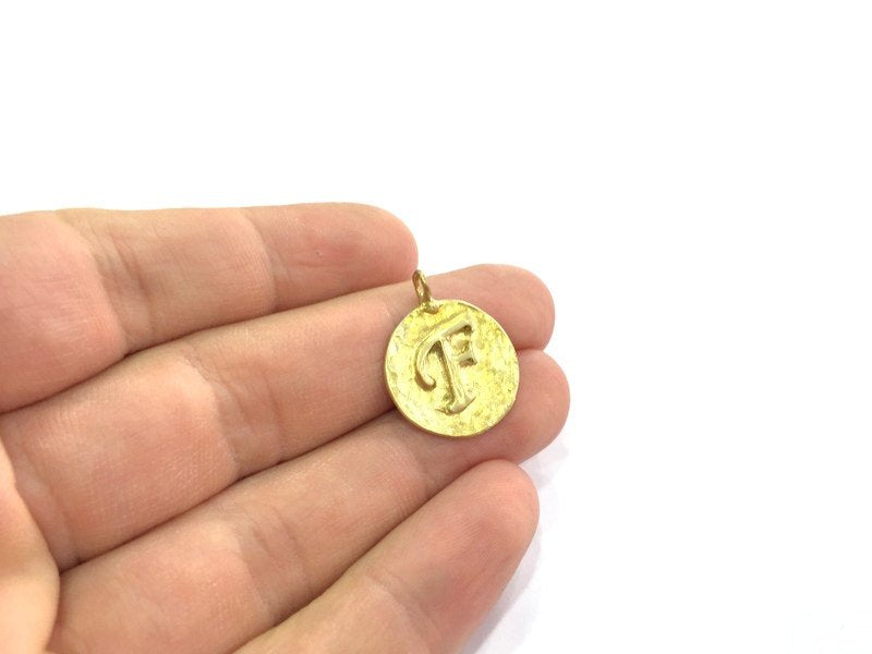 20mm Raw Brass F Charm  G4886