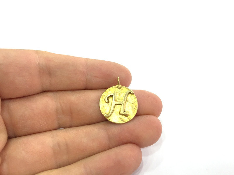 20mm Raw Brass H Charm  G4890