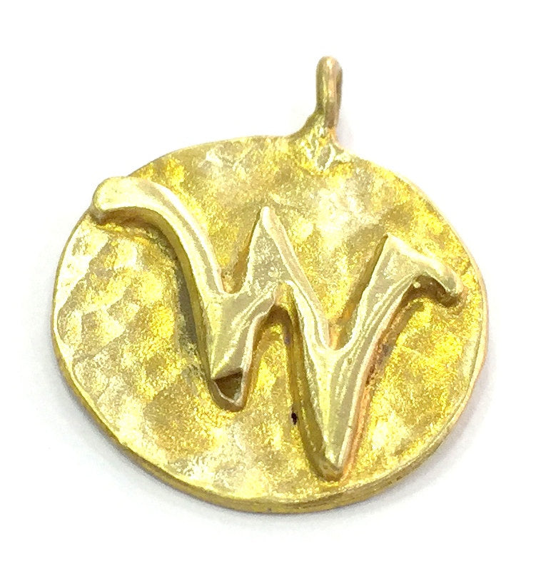 20mm Raw Brass W Charm  G4891