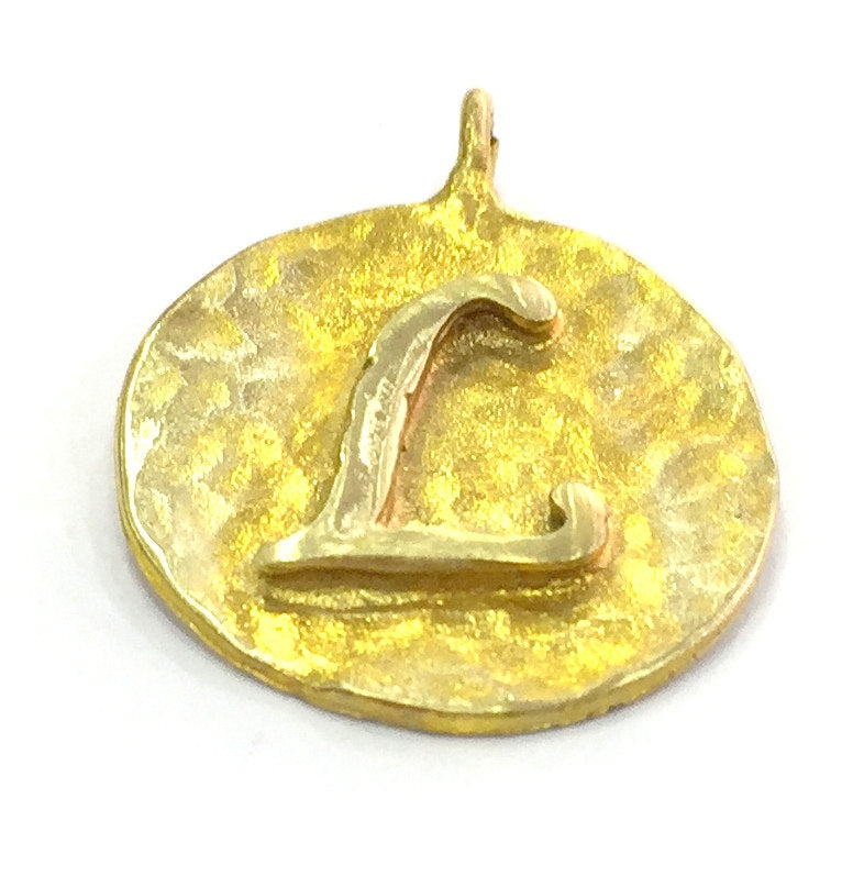 20mm Raw Brass L Charm  G4895