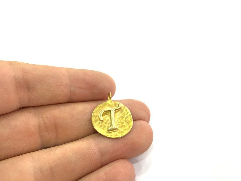 20mm Raw Brass T Charm  G4901