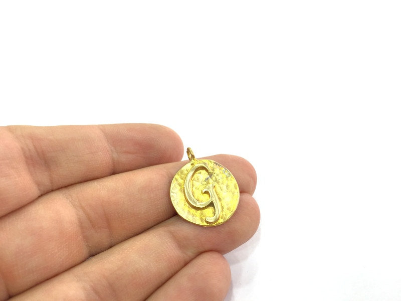 Raw Brass G Charm 20mm  G4910