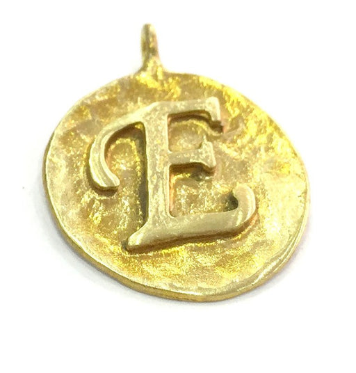 Raw Brass E Letter Charm 20mm  G4911