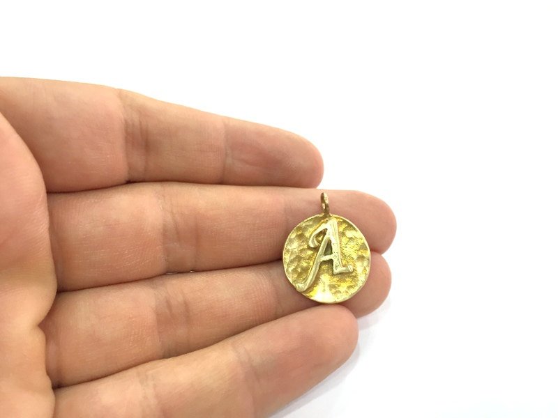 20mm Raw Brass A Charm  G4912