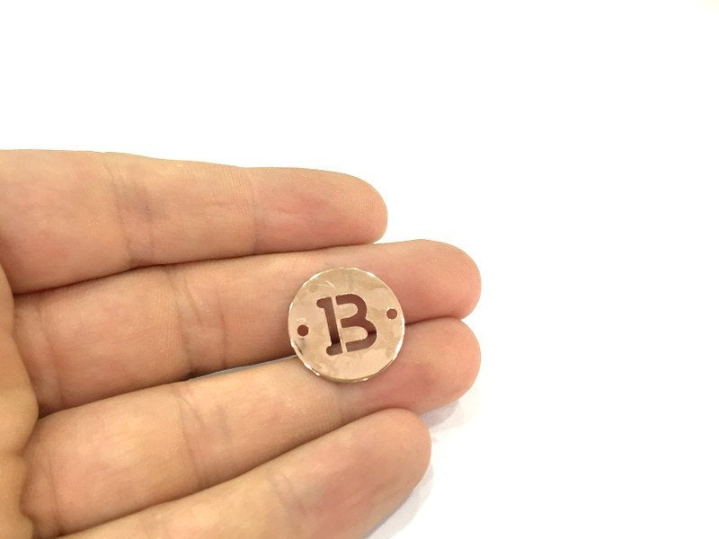 Rose Gold Plated Brass B Charm  (20mm) G4773