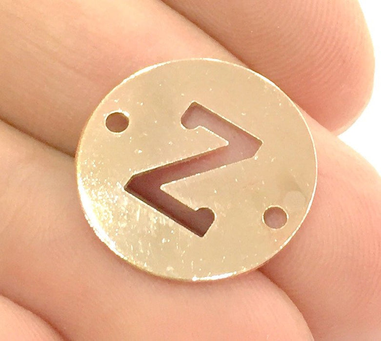 Rose Gold Plated Brass Z Charm  (20mm) G4770