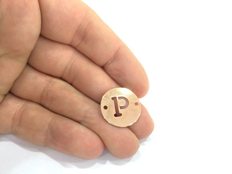 Rose Gold Plated Brass P Charm  (20mm) G4782