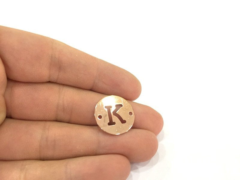 Letter K Charm Rose Gold Plated Brass  (20mm) G4783