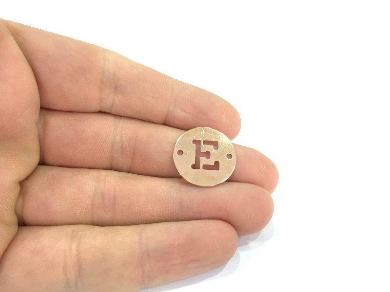 Rose Gold Plated Brass E Charm  (20mm) G4784