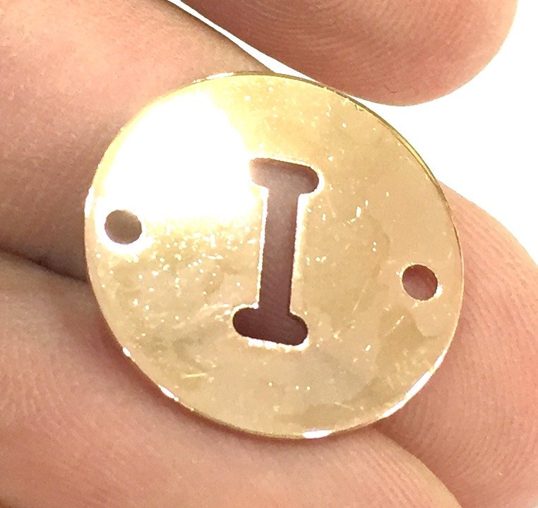 Rose Gold Plated Brass I Charm  (20mm) G4787