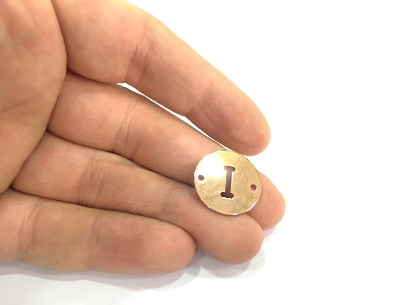 Rose Gold Plated Brass I Charm  (20mm) G4787