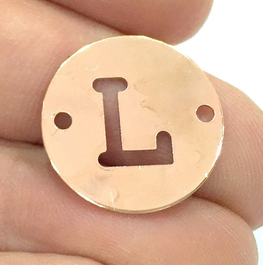 Rose Gold Plated Brass L Charm  (20mm) G4788