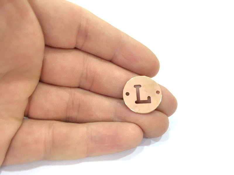 Rose Gold Plated Brass L Charm  (20mm) G4788