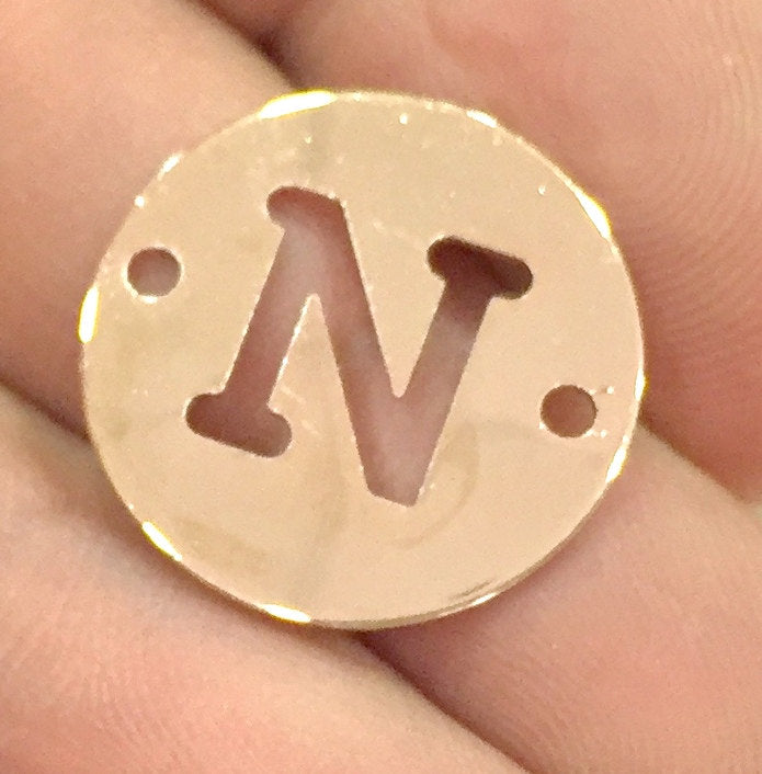 Rose Gold Plated Brass N Charm  (20mm) G4791