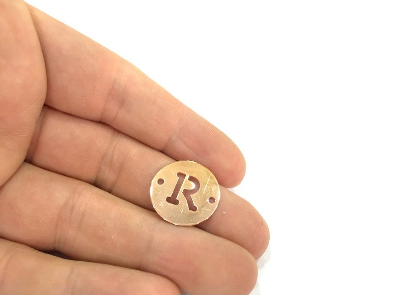Rose Gold Plated Brass R Charm  (20mm) G4793