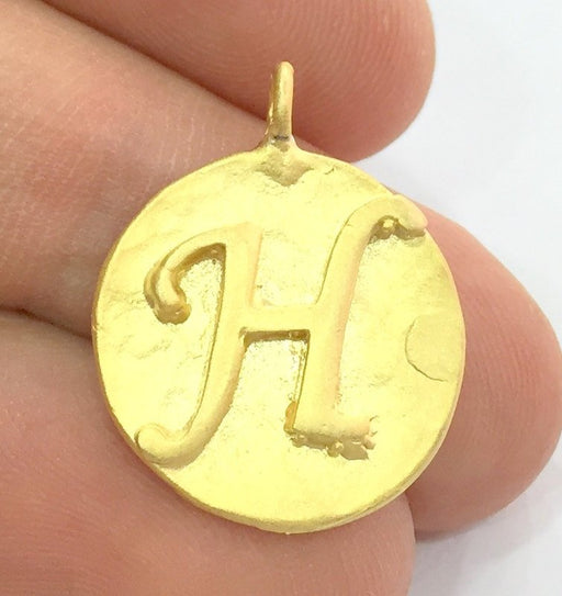 20mm  H Charm , Gold Plated Brass G4818