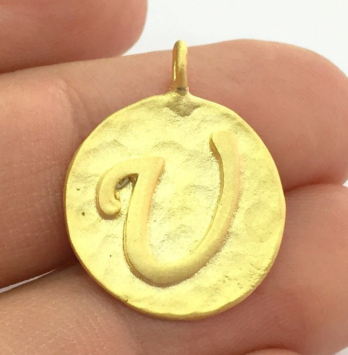 20mm  U Charm , Gold Plated Brass G4821